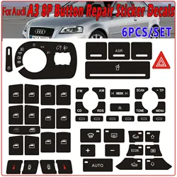 1 Set Radio Headlight Button Repair Worn Knob Switch Decal Stickers Fits For Audi-A3 8P 2004-2008 Interior Accessories