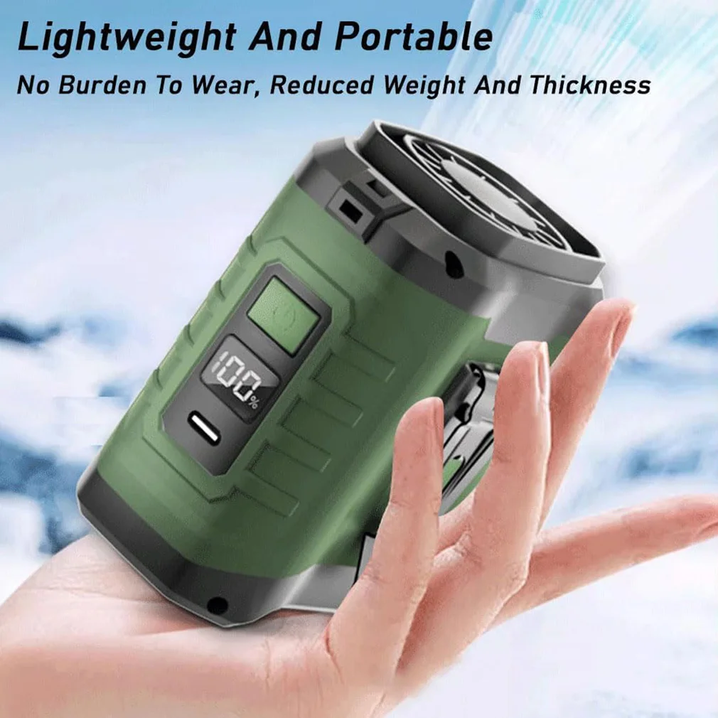 

10000mAh Portable Waist Fan with Power Bank LED Lighting Hanging Neck Fan 5 Speed USB Fan Clip Cooling Fan for Outdoor Working