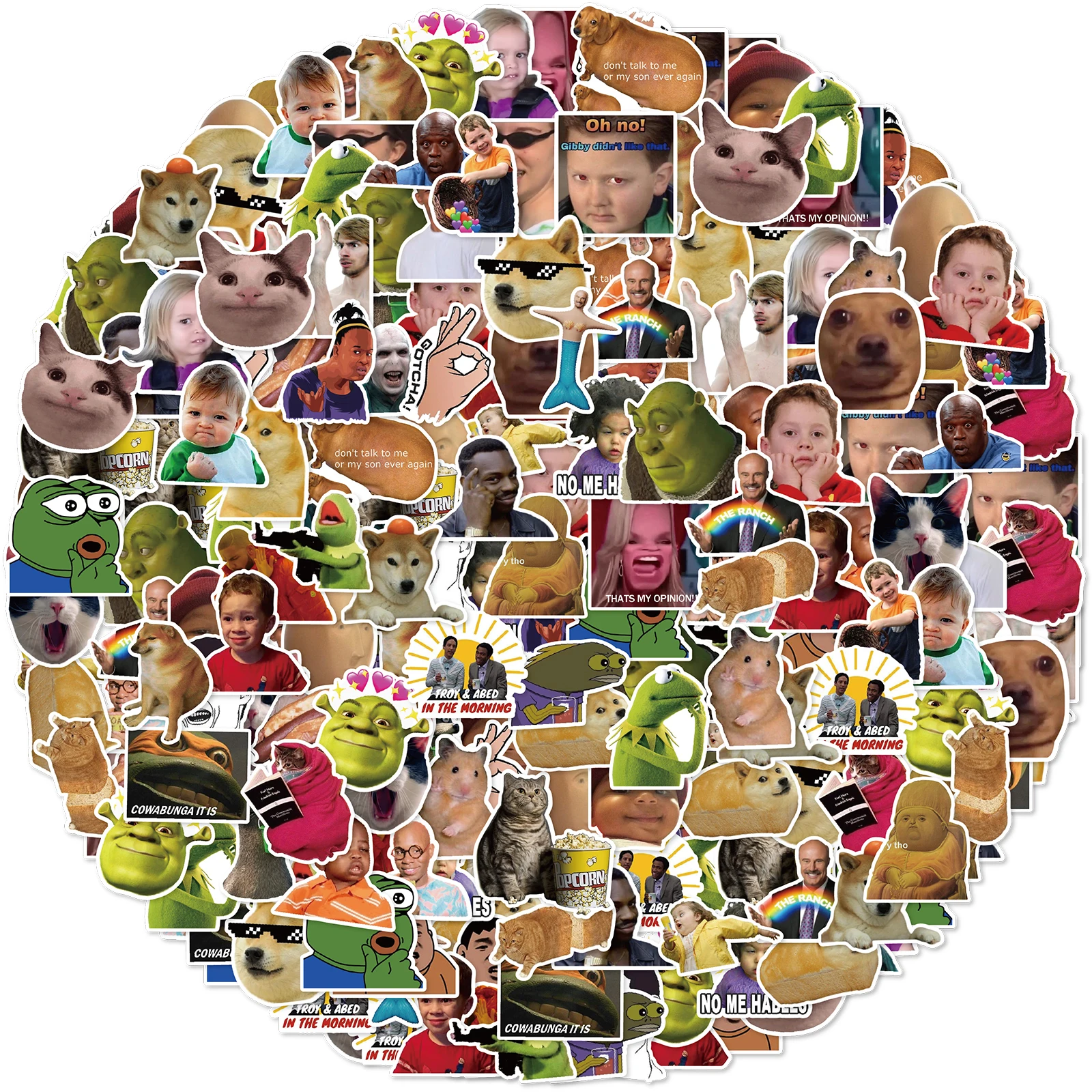 50PCS Funny Meme Graffiti Stickers Flakes For Cars Motorcycles Furniture Luggage Skateboards Lable