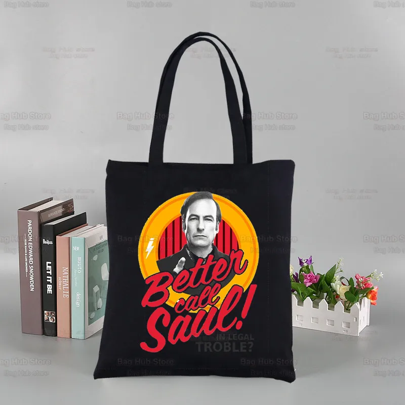 Better Call Saul Harajuku Fashion Shopping Black Bags Canvas Breaking TV Show Tote Bag Reusable Cloth Bag Handbag Shoulder Bags