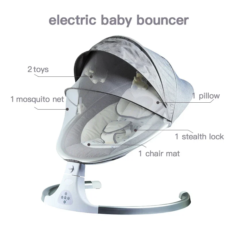 Mecedoras Seat Crib Infant 2 In 1 Plush Vibrating Rocking Bouncer Swing Chair Plastic Electric Baby Cradle With Mosquito Net