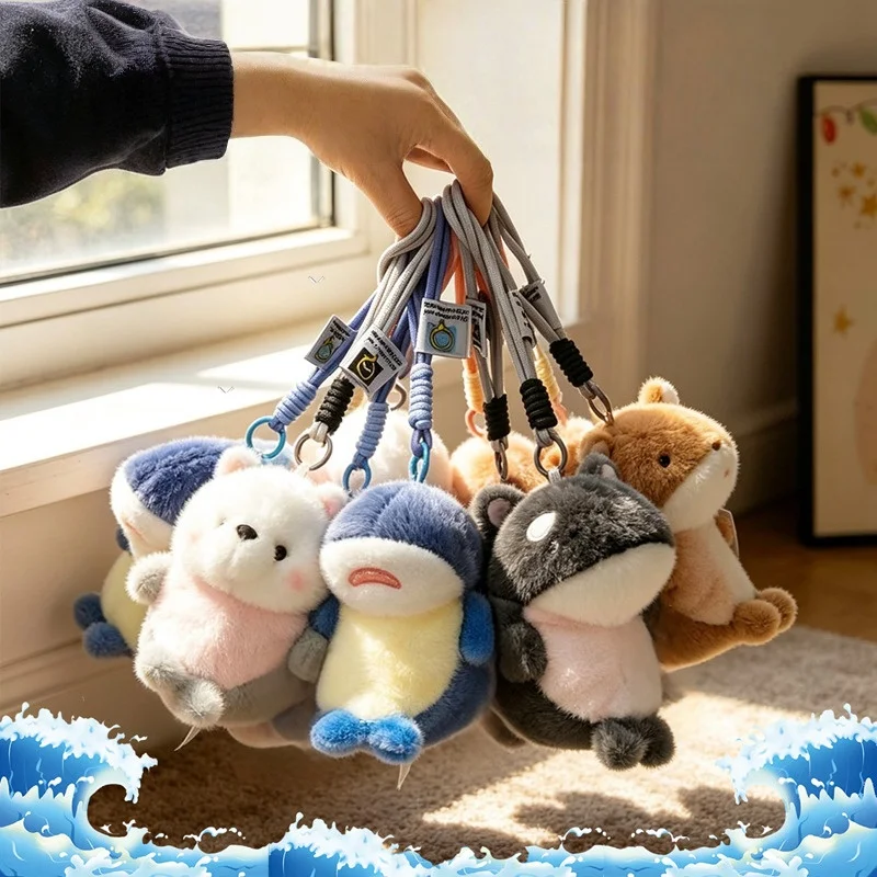 

Ocean Animals Plush Keychain Seal Dolphin Shark Whale Cute Stuffed Marine Animal Pendant Soft Fluffy Sea Creatures Plushie