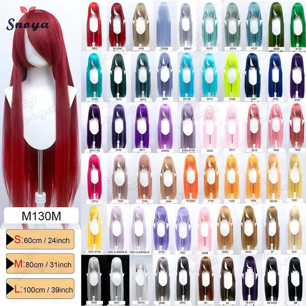 Snoya 100cm/80cm/60cm Vielseitige Lange Gerade Synthetische Cosplay-Perücke Hitzebeständige Kunstfaser-Haare in Pink, Braun, Rot für Halloween-Partys