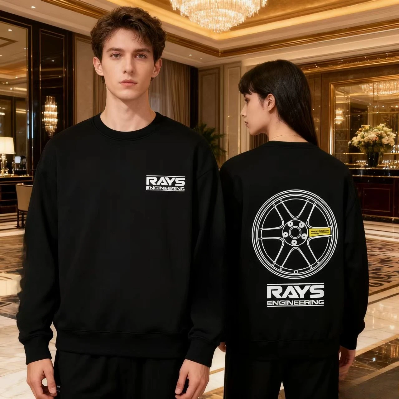 

Japan RAYS Wheel Hub TE37 Modified Car Hooded Sweater Men's and Women's Autumn and Winter Loose and Versatile Fashion Hoodie Y2k