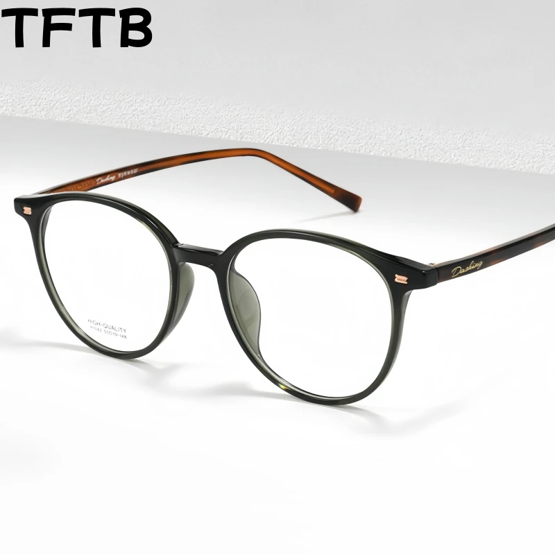 

TFTB New Retro Round Men and Women Eyeglasses Frame High-Quality Acetate Fashion Trend Big Size Optical Prescription Glasses H10