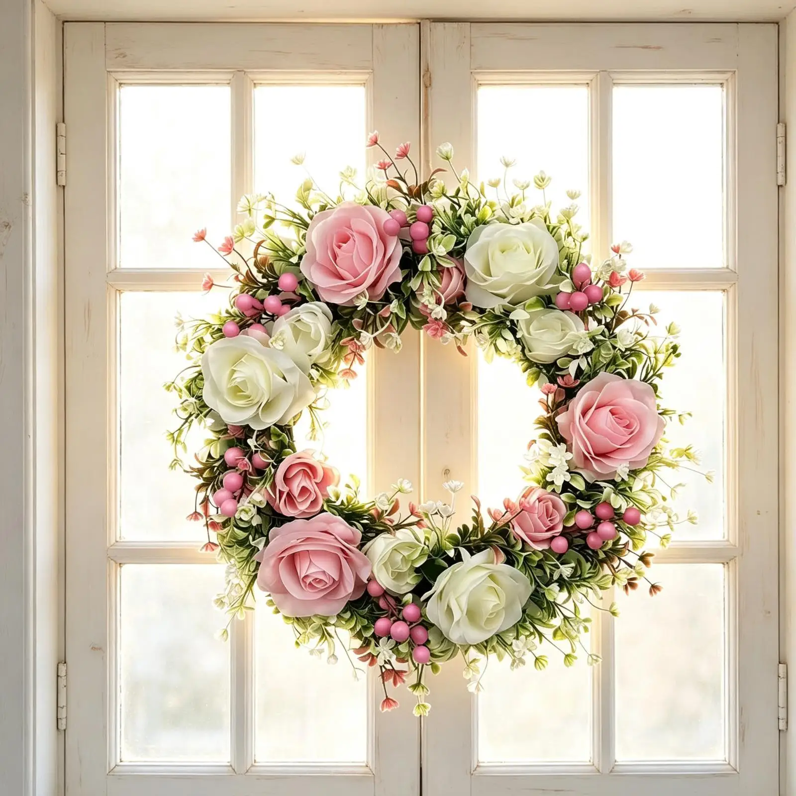 Guirlande décorative pour porte d'entrée, guirlande polyvalente printemps-été, 17 pouces, artificielle, pour les fêtes, l'entrée, les anniversaires, les fenêtres