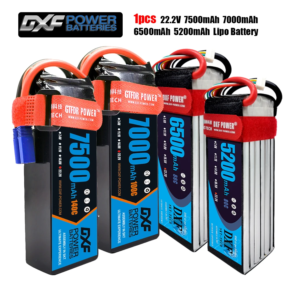 

DXF 6S Lipo Battery 22.2V 7500mAh 7000mAh 6500mAh 5200mAh XT90 XT60 T for FPV Drone Airplanes Quadcopter Boat Truck Helicopter