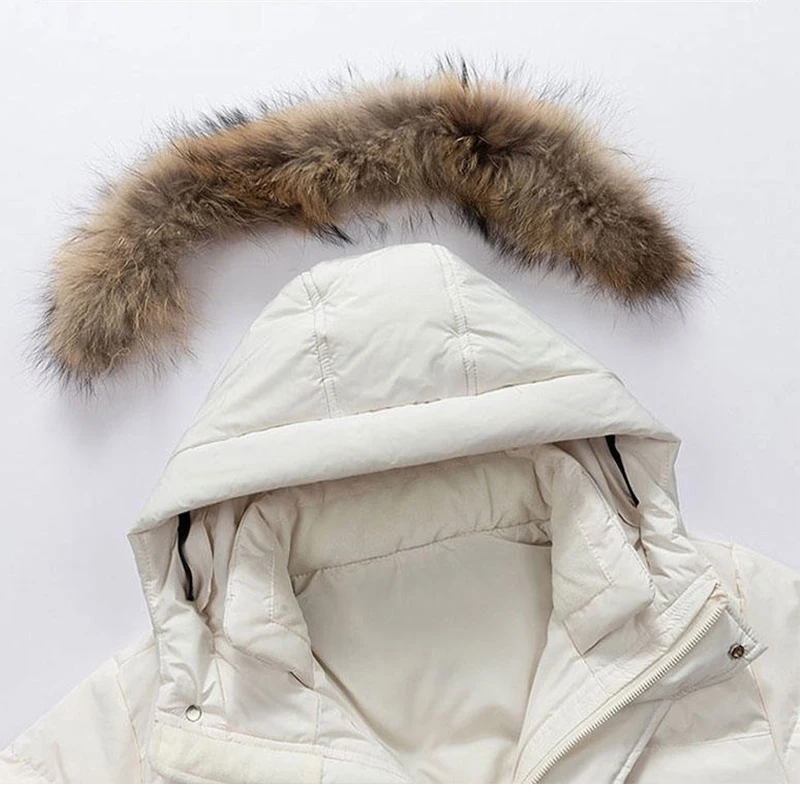 Top Men's Warm Detachable Fur Collar Hooded White Duck Down Jackets Winter Outwear Windproof Casual Warm Puffer Coats Long Parka