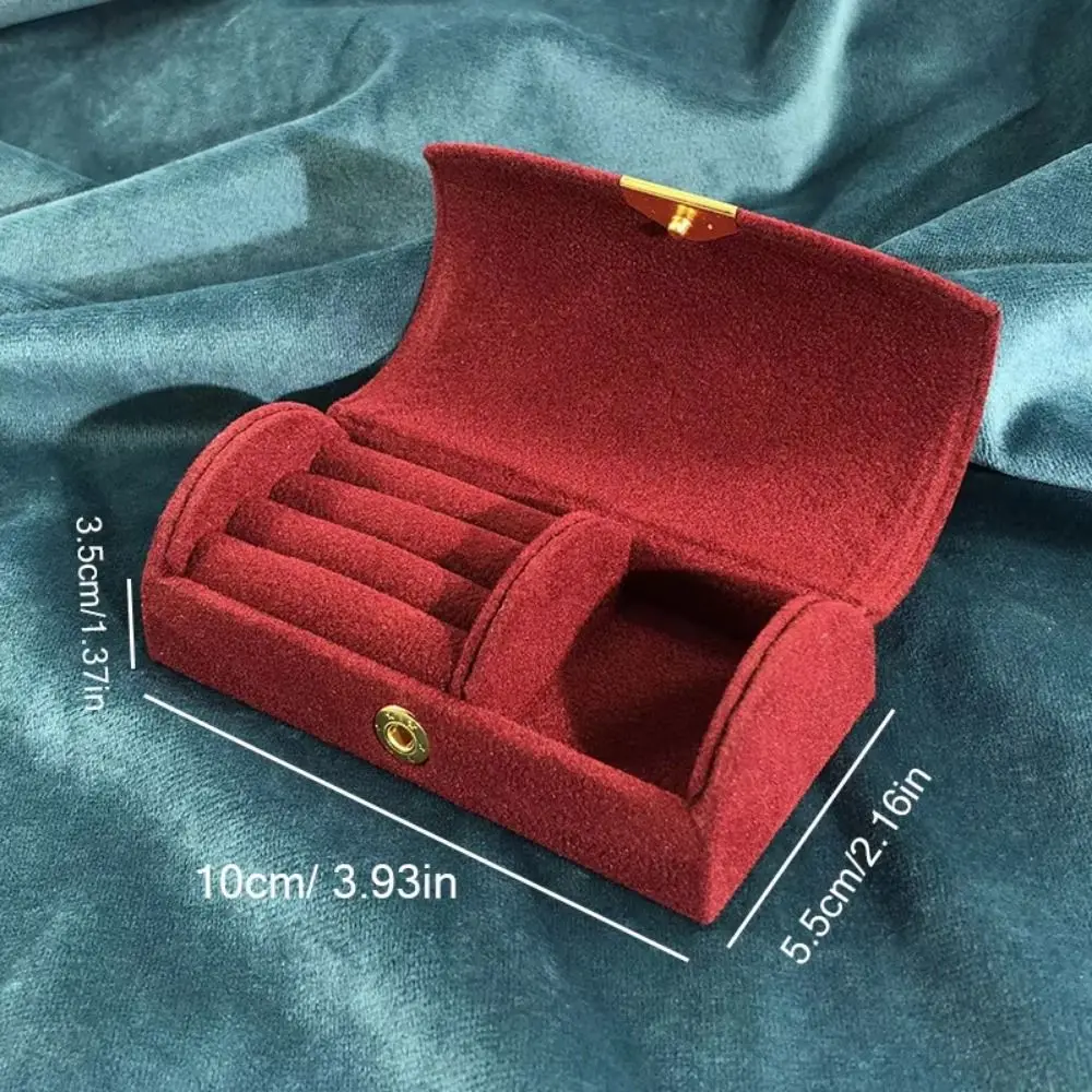 Bead Velvet Arch Face Jewelry Box Partitions Comfortable To Touch Portable Rings Storage Case Space Saving Solid Color