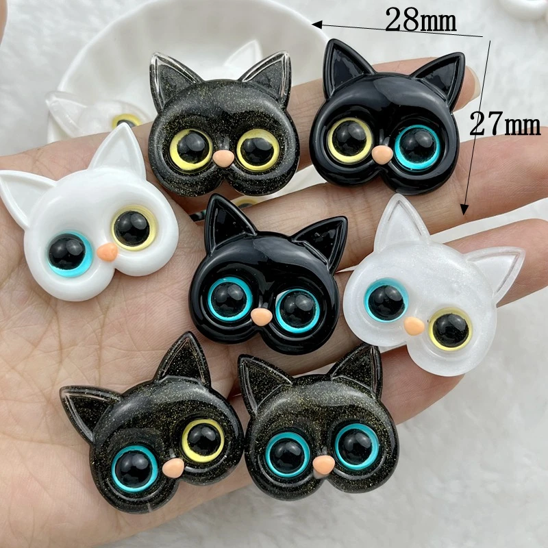 5Pcs New Cute Resin Cat Head Animal Series Flat Back Fit Phone Deco Parts Embellishments For Hair Bows Accessories