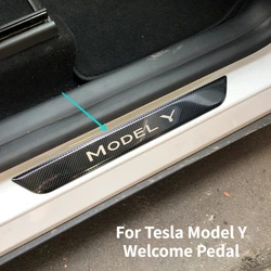 Welcome Pedal for Tesla Model Y Protective Strip for Front Rear Door Frame Threshold Protector Sticker Stainless Steel 2017-2023