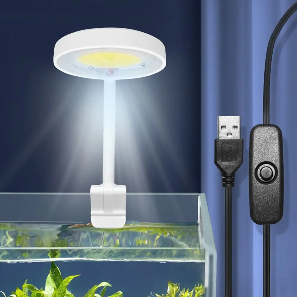 White Light LED Fish Tank Light Rotatable Easy Installation Water Grass Tank Spotlight Waterproof Clip on Swivel Aquarium Lamp