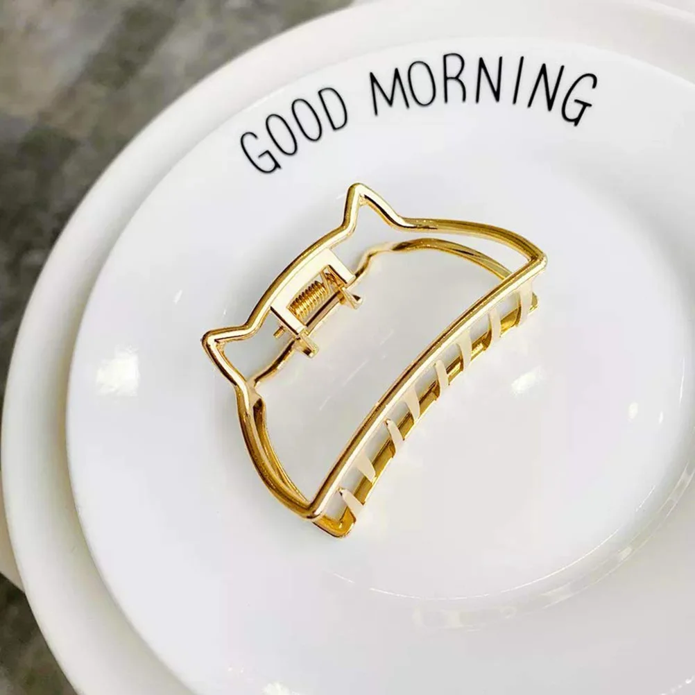 

2Pcs Grab Clip Hollow Cat Design Durable Hair Accessories Practical Ponytail Clips Elegant Jaw Clips for Girls Women