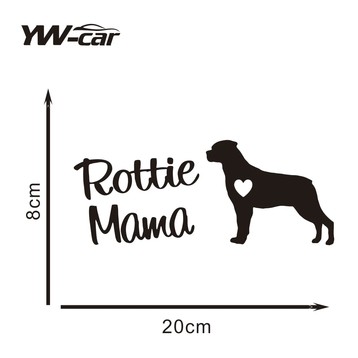 

2pcs Car Sticker Personalized PVC Decal Decoration Cane Corso Lil Heart Uncut Dog Car Accessories Sticker Black/White, 14cm*13cm