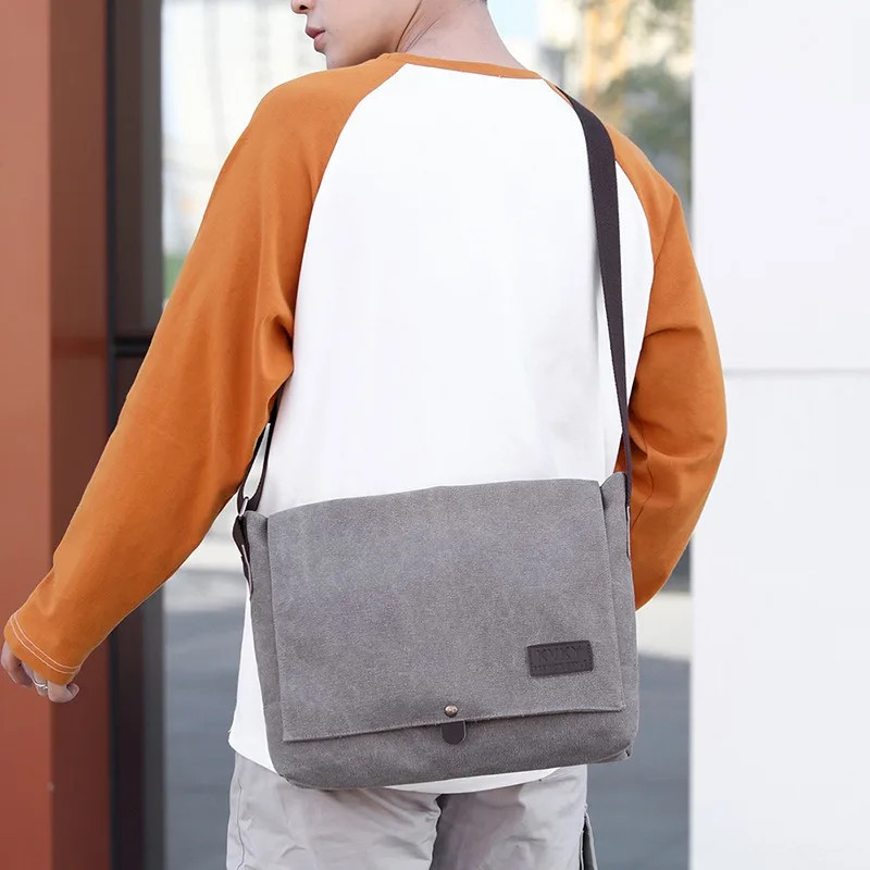 

New Casual Men's Bag Shoulder Bag Simple Men's Youth Crossbody Bag Backpack Retro Canvas Bag Horizontal Style