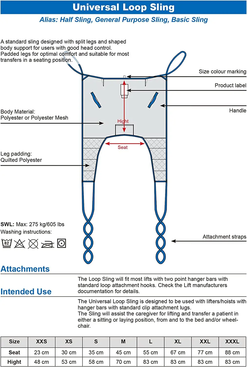 Medical Patient Lift Sling 605lb Capacity Divided Leg Slings for Patient Lift For Half Paralysis Walking Disability