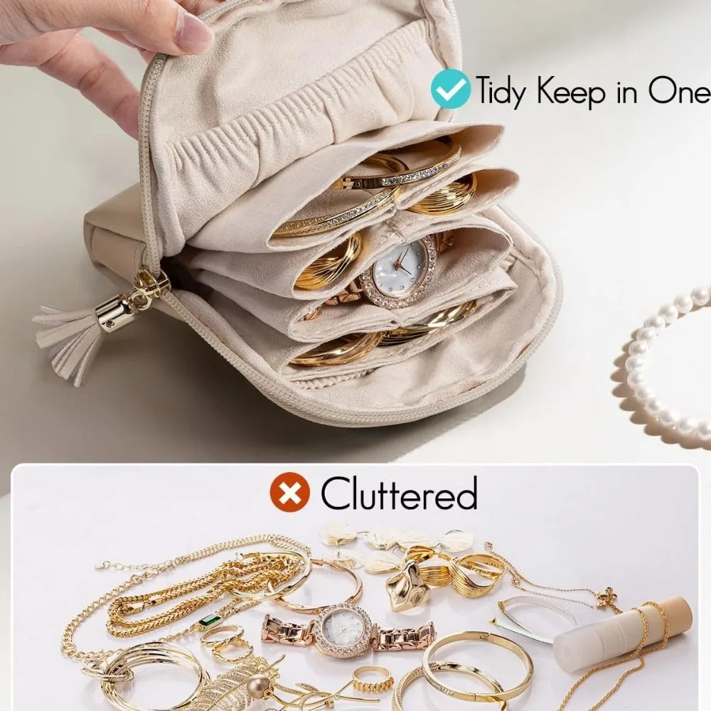 

Tassel Jewelry Packing Bag Earrings Bracelet PU Leather Mini Cosmetic Bag Rings Necklace Large Capacity Jewelry Holder Vacation