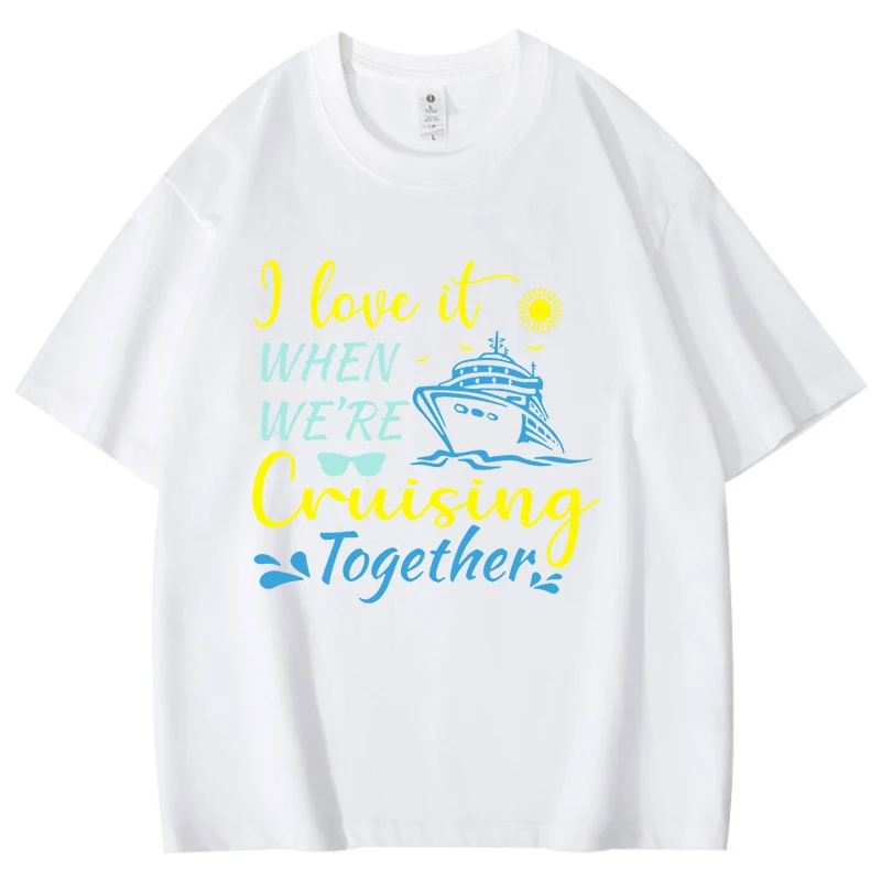 Love Cruising Together Pattern Herren Damen Baumwoll-T-Shirt, modisch, kurzärmelig, lässig, Sommer, schlicht, locker, neutrales Harajuku-T-Shirt – Detail 10
