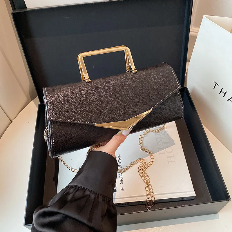  حقيبة مربعة 2025 مع حزام سلسلة، محفظة عصرية بمقبض علوي للنساء، حقيبة كتف معدنية، حقيبة كروس متعددة الاستخدامات #2