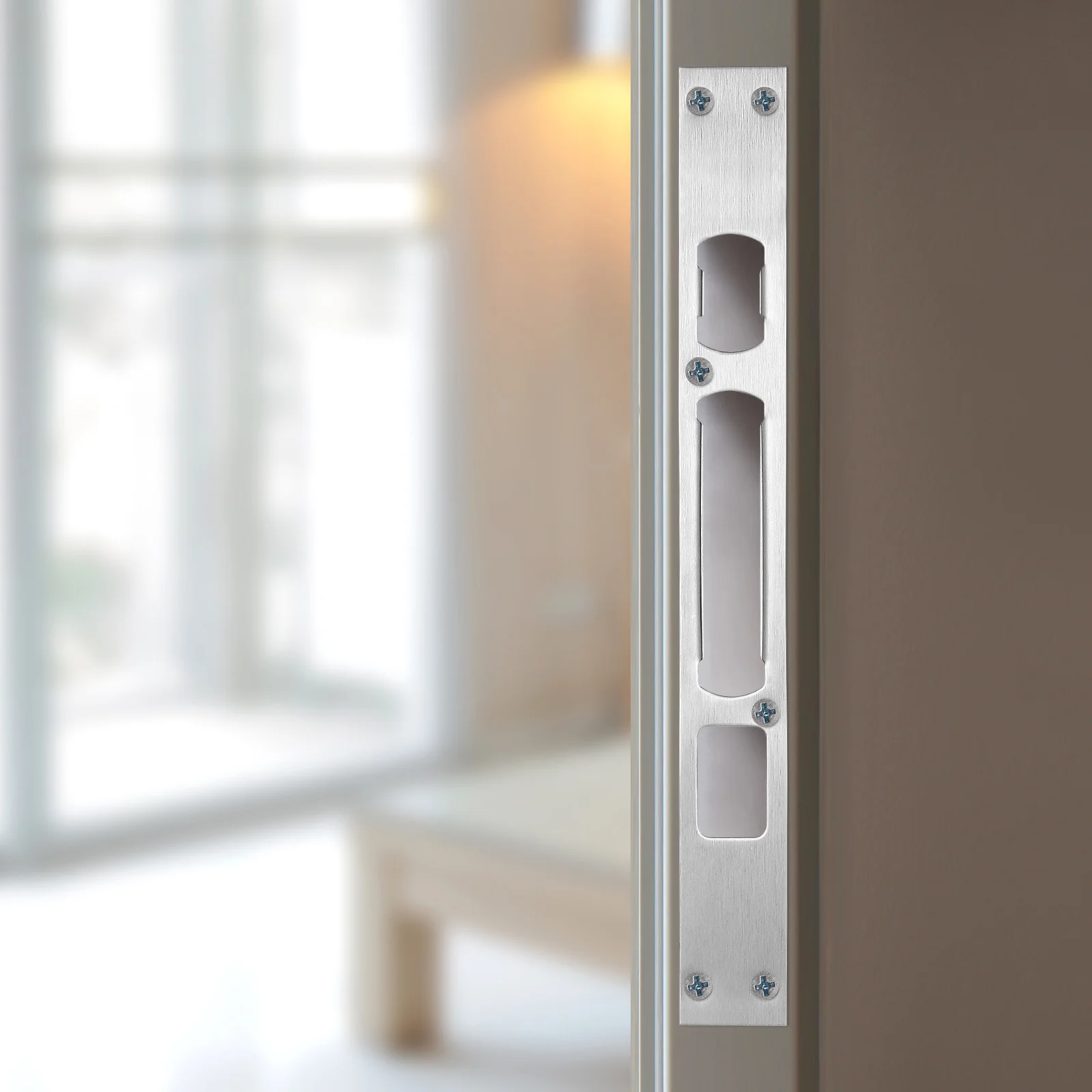 

2Pcs Door Reinforcement Plates Stainless Steel Strike Plates for Home Security Anti-Kick Entry Replacement Covers