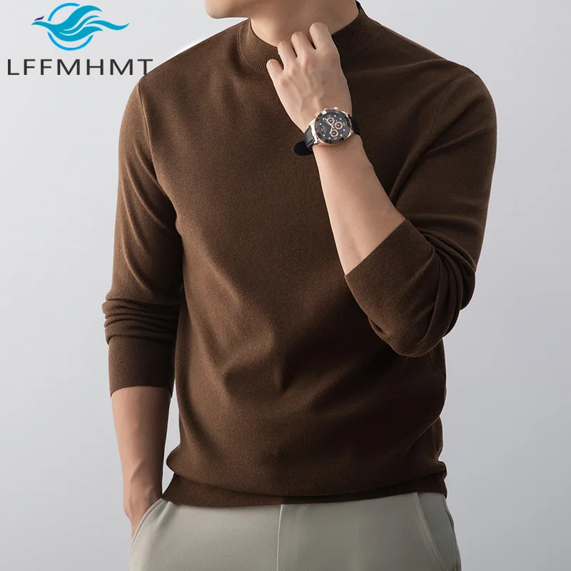 

Winter Fall Fashion Men's Knitting Sweater Solid Color Simple Basic Long Sleeve Soft Comfortable Pullover Knitwear Tops Male