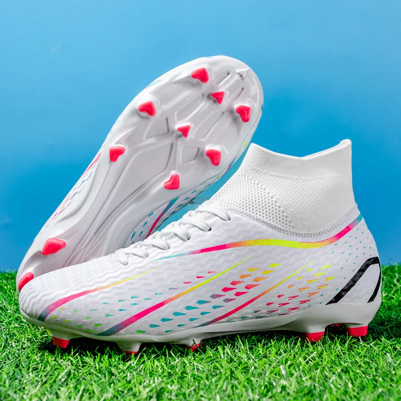 Alta-top novo camuflagem treinamento adulto profissional longo pico sapatos de futebol quebrado pico sapatos de futebol