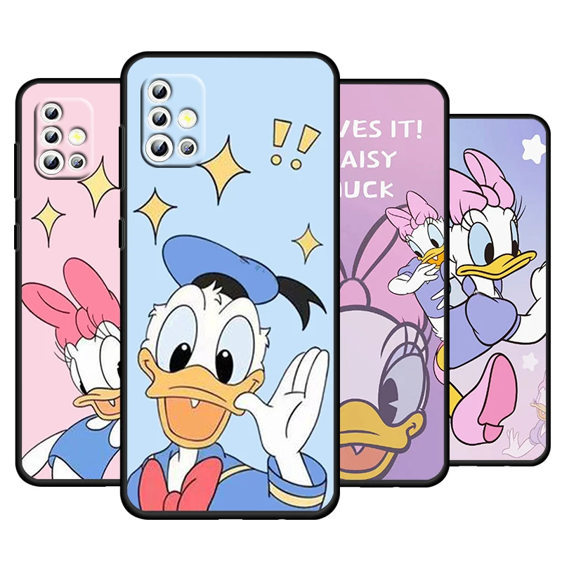 Donald Duck Daisy For Samsung Galaxy A73 A54 A52S A72 A71 A52 A51 A22 A32 A21S 4G 5G Silicone Soft Black Phone Case