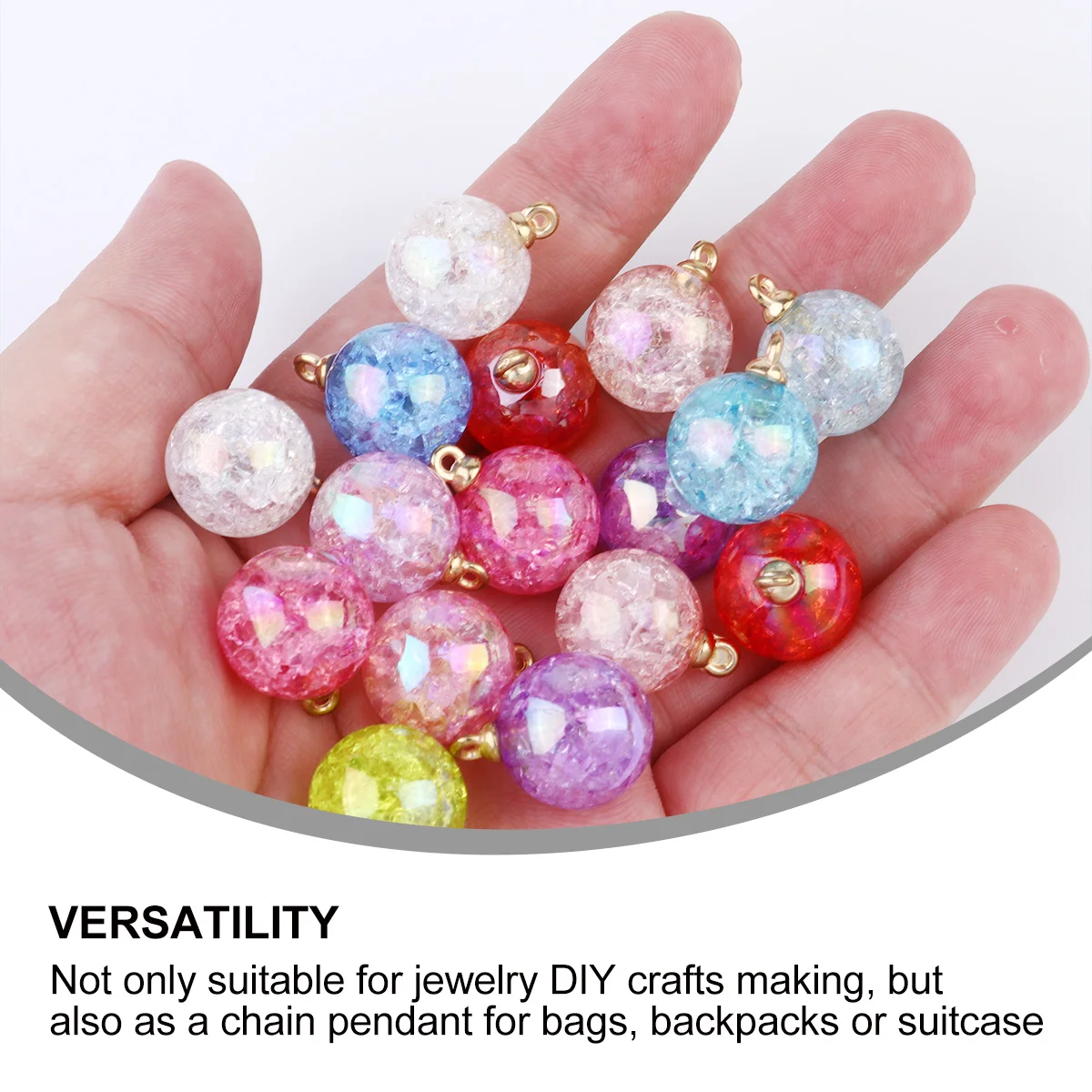 50 Pcs Crack Colorful Pendant Acrylic Bead Resin Beads Glass Jewelry Supply for Crafts Arcylic