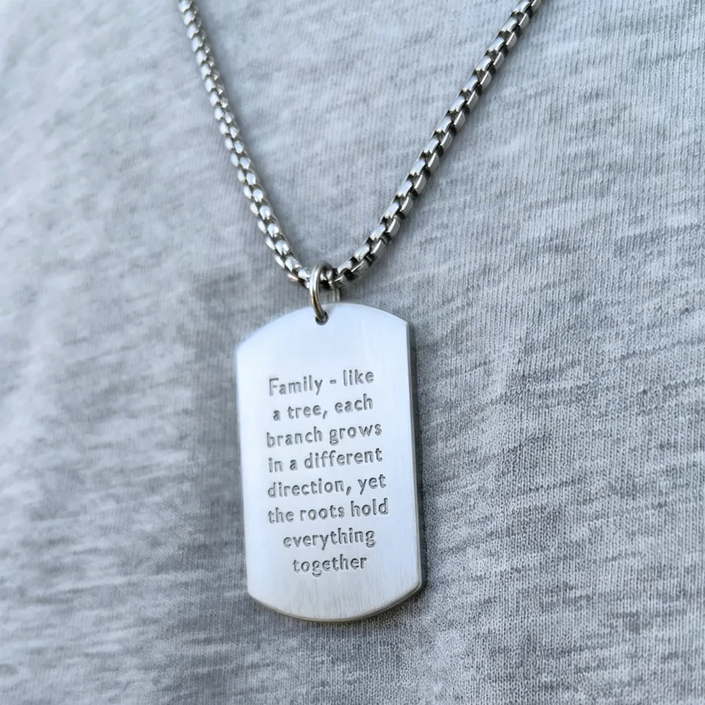 Personalized Men Necklace Engraved Text Logo Pendant Hip-hop Rock Jewelry Cool Nameplate Stainless Steel Retro Trend Party Gifts