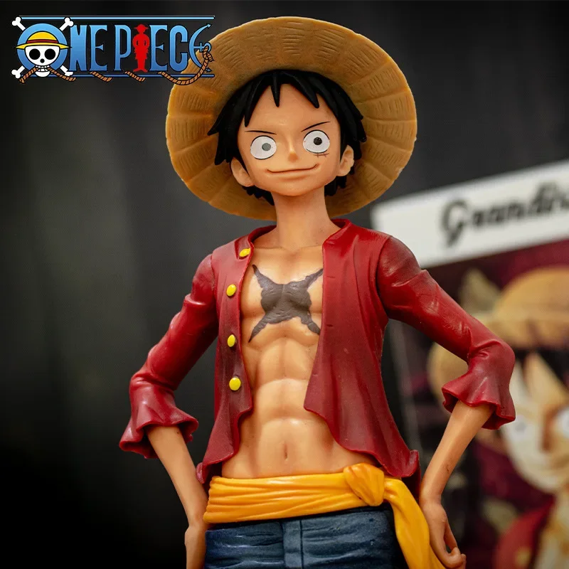 28cm One Piece Anime Character Confidence Smiley Luffy Three Forms Face Changing Doll Action Figure Model Toy Kit Kawaii Gift