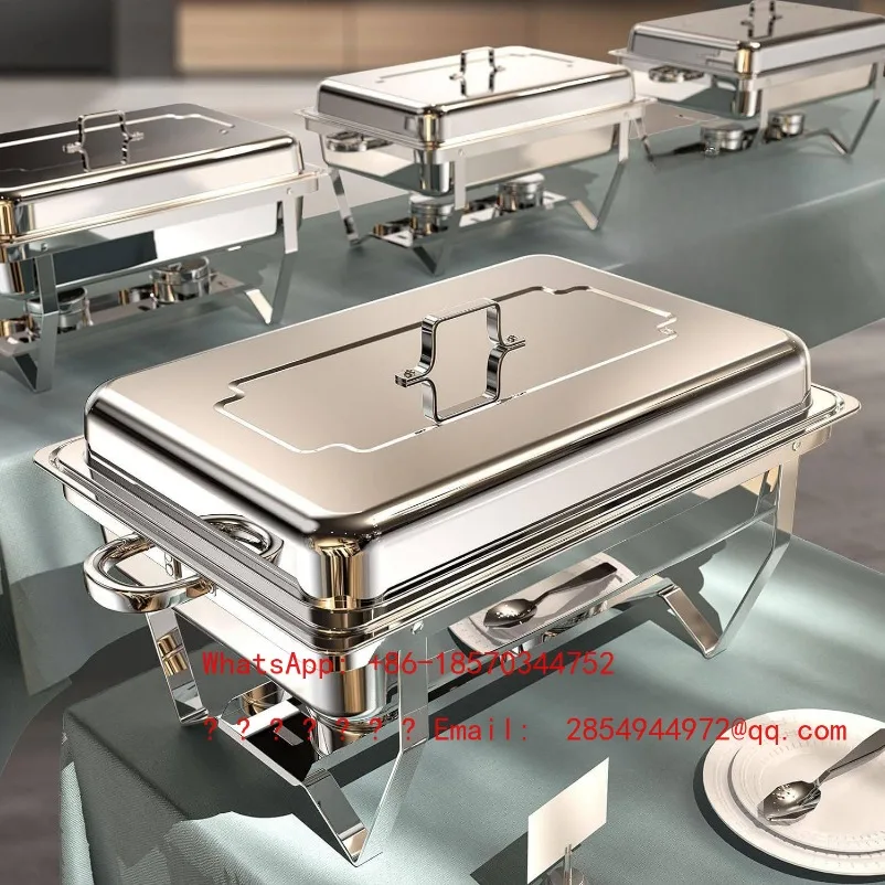Stainless Steel Chafing Dish Buffet Set, Rectangular Food Warmer with Lid, for Catering & Hotel Events