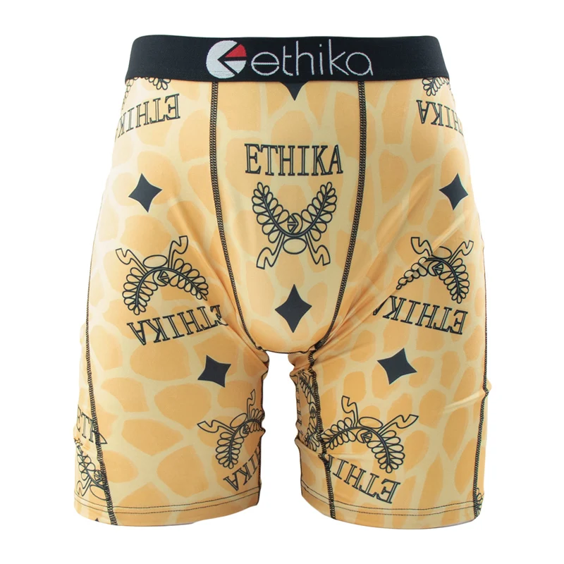 ETHIKA 1Pcs Men Underwear Mesh Breathable Crotch Mens Boxershorts Plus Size Man Swimming Underpants Sexy Print Mens Boxer Briefs