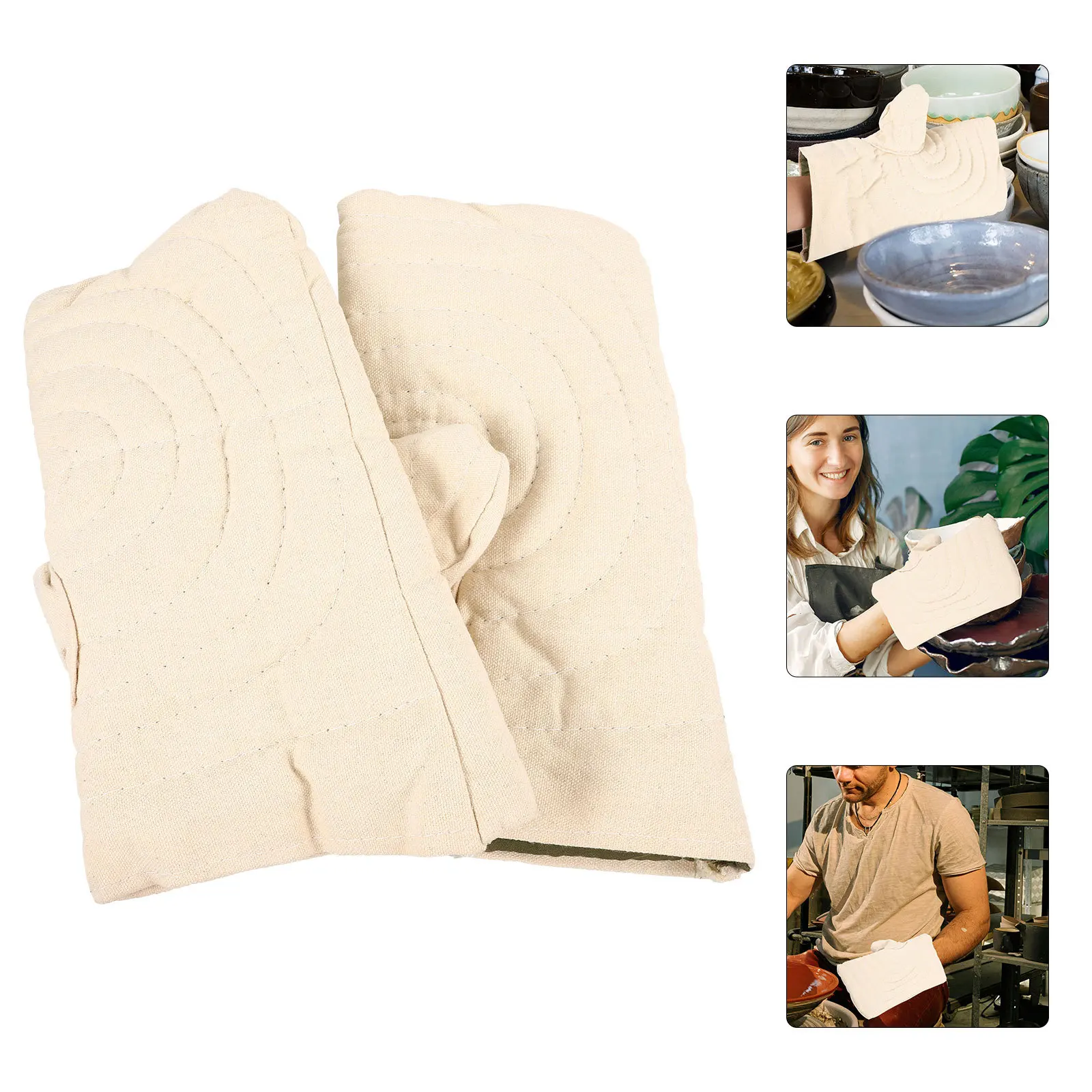 

1Pair Anti-Scalding Gloves Heat-Resist Mittens for Pottery Kiln Protection Comfortable Durable Cotton Insulated Gloves