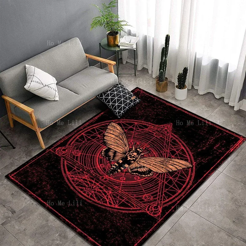 Dark Art Death Moth Gothic Witch Occult Witchcraft Non Slip Flannel Carpet By Ho MeLili For Home Decoration