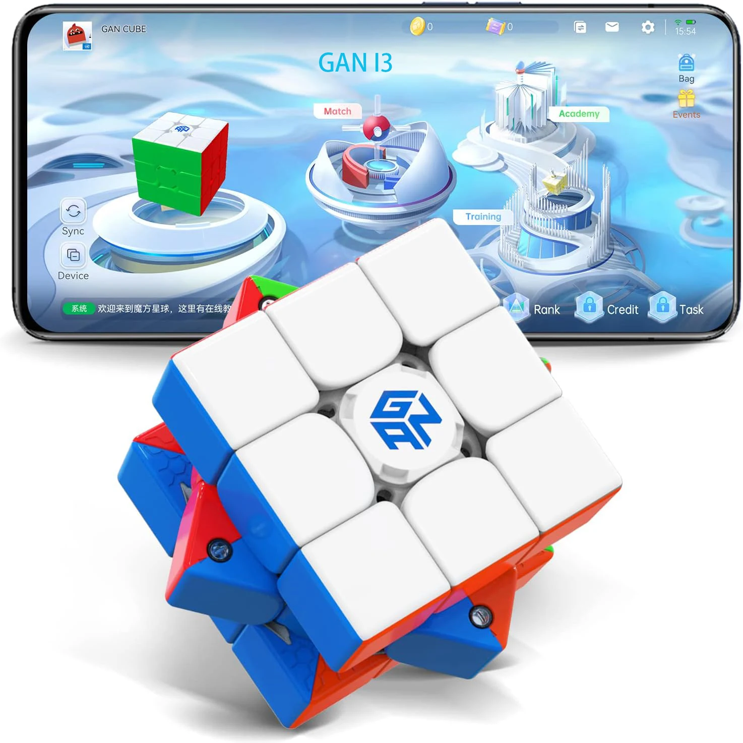 GAN I3 3x3 Cubo Magico Magnetico Senza Adesivo GAN 356 I 3 Cubo di Velocità Professionale Intelligente Giocattolo Gan 356 i3 Cubo Magico Puzzle