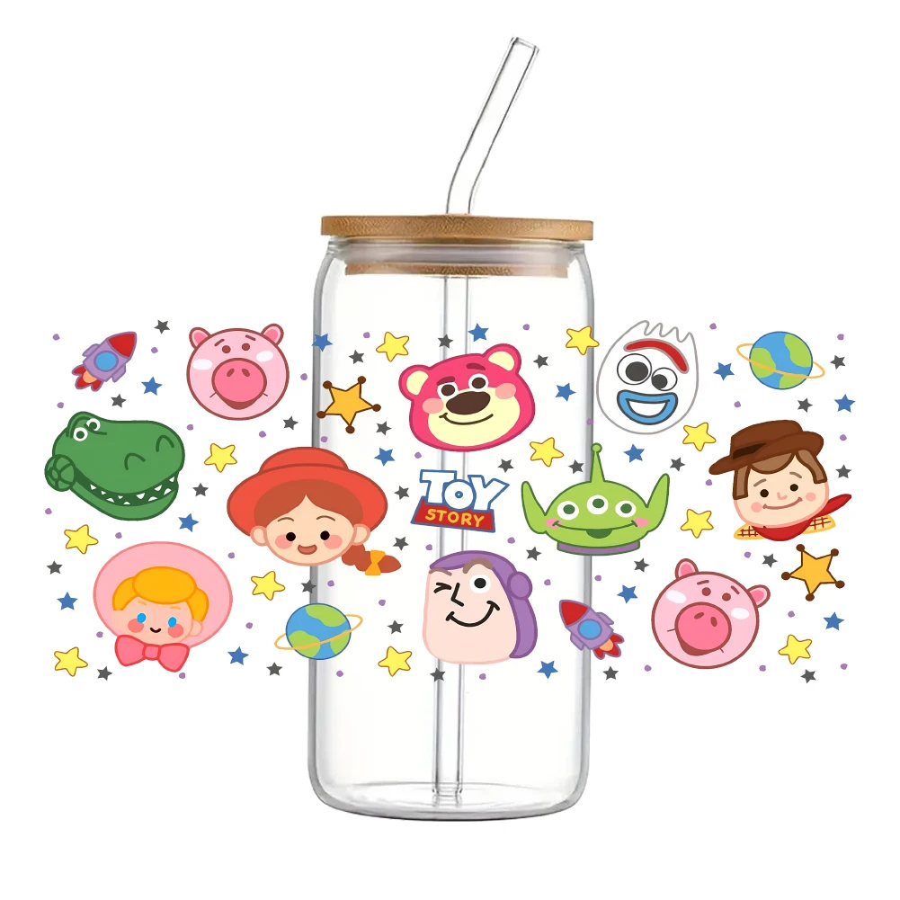 Disney Toy Story For Libbey 16oz Can Glass 3D Waterproof UV DTF Coffee Can Wrap Libbey Glass Wrap