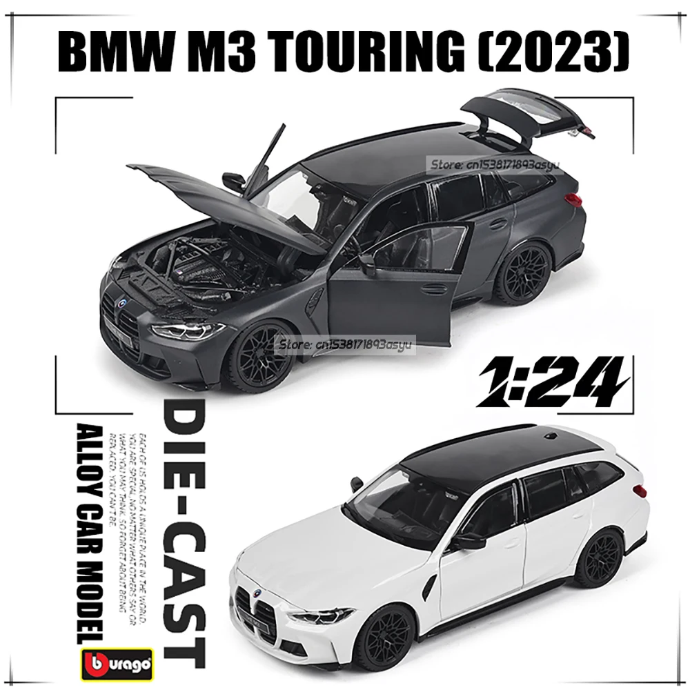 

Bburago 1:24 Dual-color selection 2023 BMW M3 Touring Die cast toy alloy car model 4 doors can be opened Exquisite interior