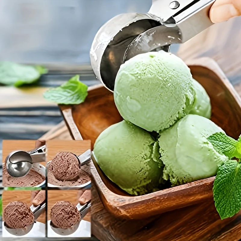 Dual-Use Ice Cream Scoop and Baller - Multi-Functional Dessert Spoon for Ice Cream, Yogurt, Fruit - Durable Kitchen Tool