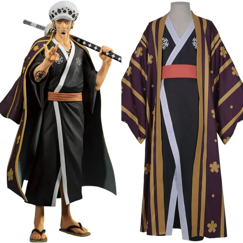 

Косплей-костюм Trafalgar Law/Trafalgar D Water Law, кимоно, халат, полный наряд, карнавальные костюмы на Хэллоуин