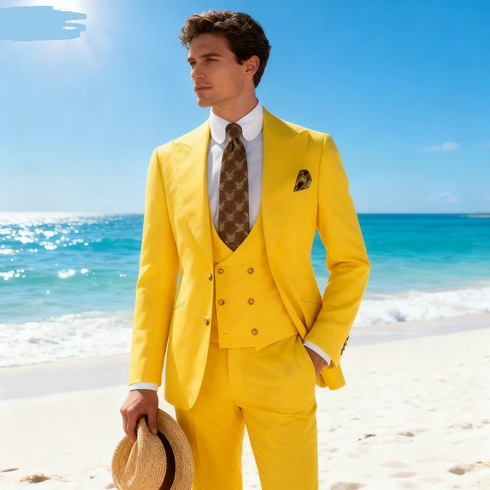 

Men's 3 Piece Solid White Tuxedo Jacket with Lapel And Pocket for Birthday Wedding Office Work Jacket