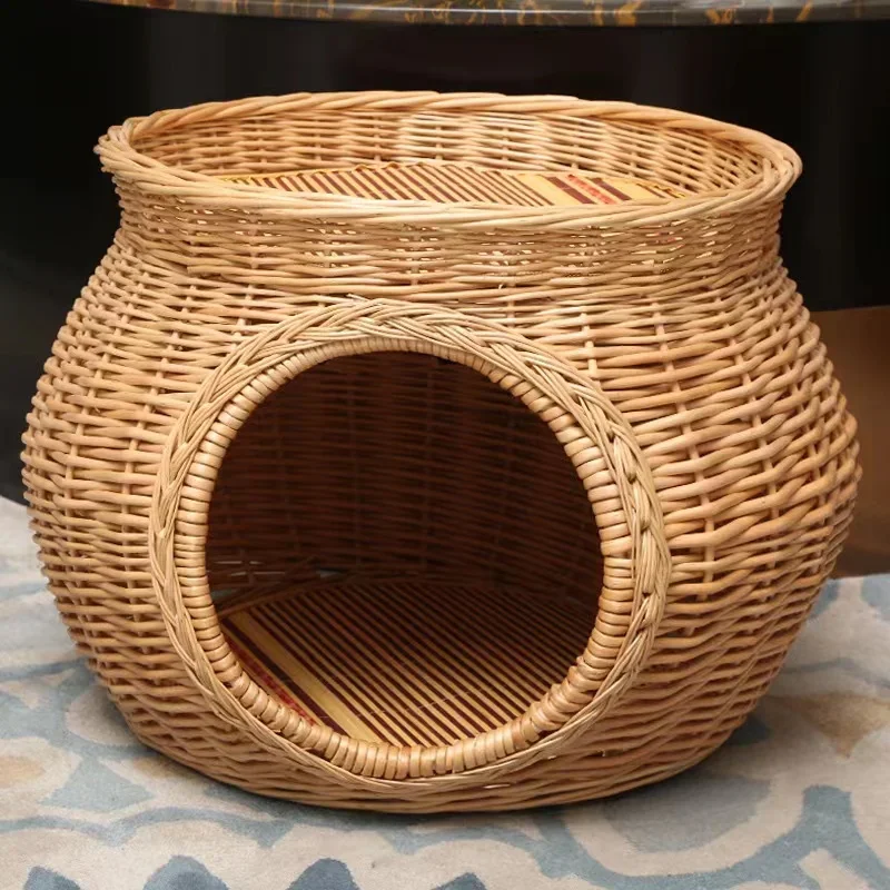 

Vine Weaving Cat Nest Four Seasons Universal Summer Cool Nest Closed Double Layer House House Villa Cage