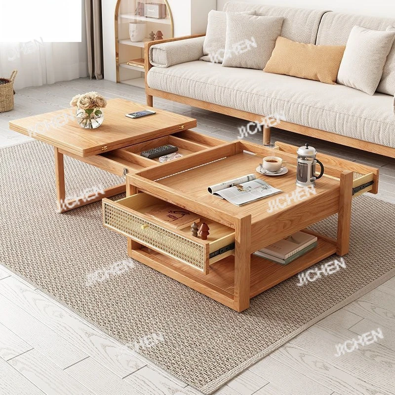 

Простой журнальный подъемный журнальный столик для гостиной, обеденный стол, встроенная маленькая квартира, чайный столик из цельного дерева, комбинация ветра