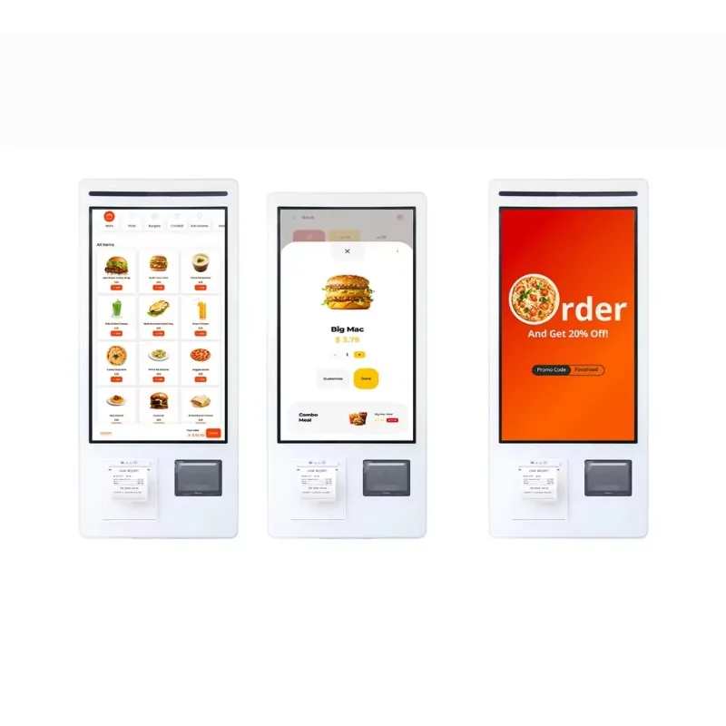 Self Service Touch Screen Payment Kiosk Barcode Readers Ticket Printer Facial Recognition Fast Food Self-Ordering