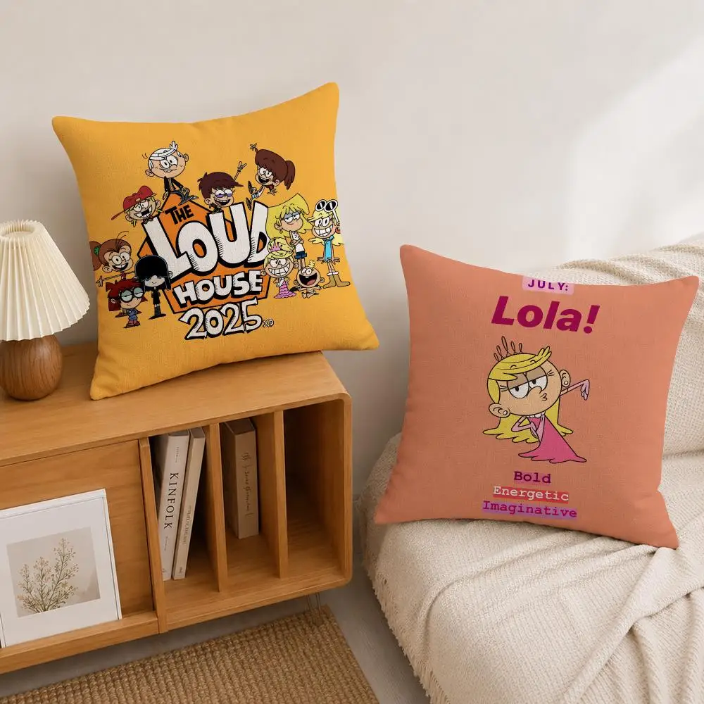 Cartoon The Loud House Cushion Cover Natural Linen Pillowcase Set, All-in-One Decor for Sofa, Bedroom & Chair