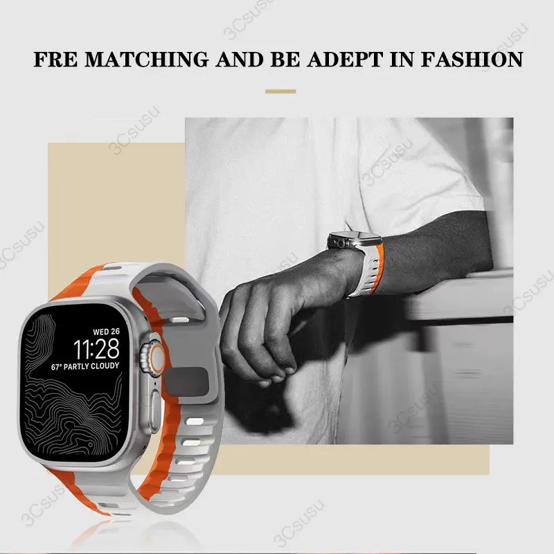 Силиконовый ремешок для Apple watch Ultra2 band 9 8 7 6 SE 5 4 40 мм 44 мм 41 мм 45 мм 49 мм, браслет для i watch series 1/2/3 38 мм 42 мм