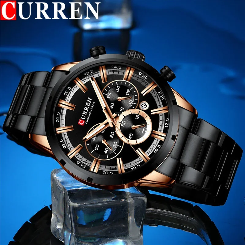 CURREN Sport WristWatch Waterproof Chronograph Men Watch Military Army Top Brand Luxury Stainless Steel Business Male Clock 8355