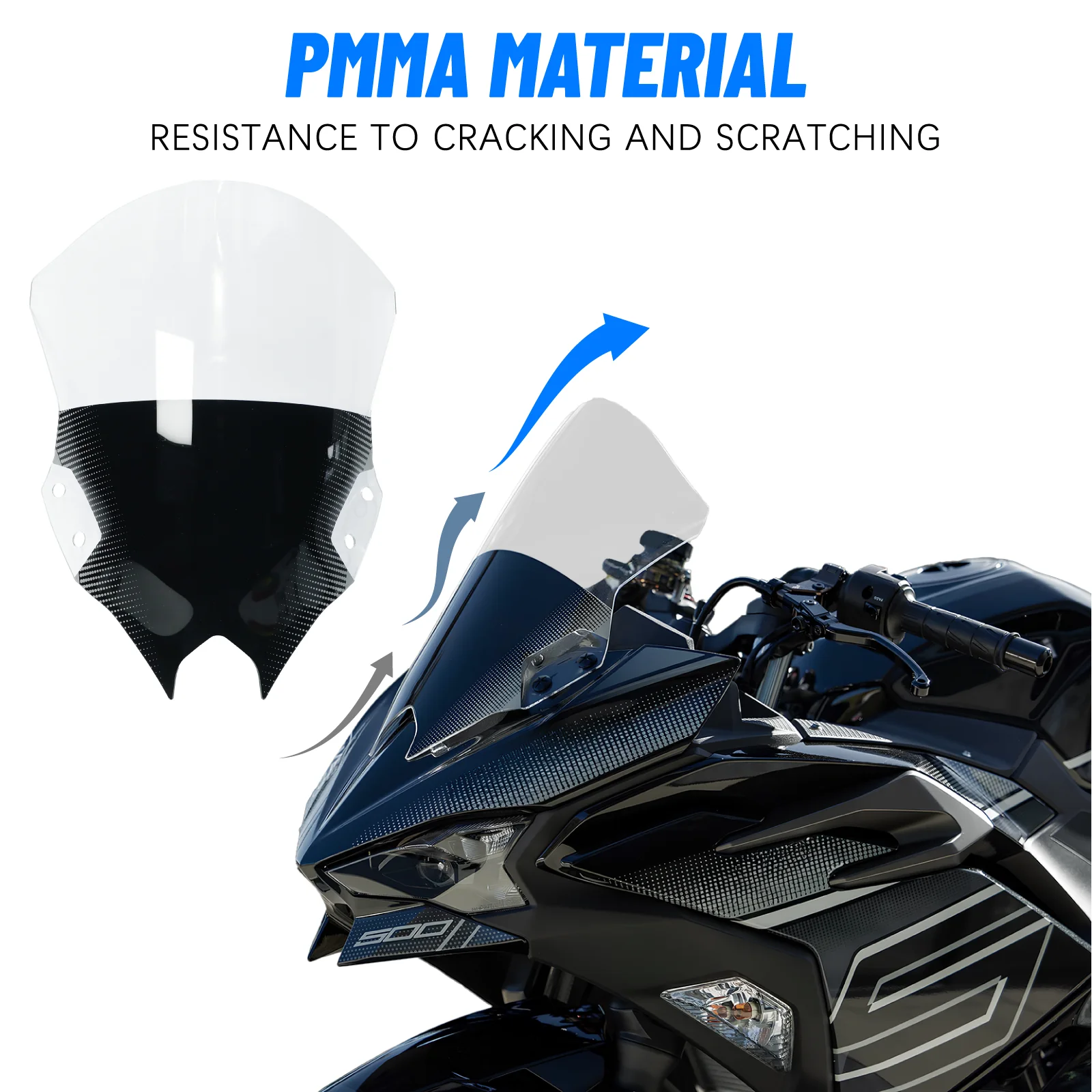 الزجاج الأمامي للدراجات النارية Kawasaki Ninja 500 Ninja500 SE فقاعة مزدوجة الزجاج الأمامي Ninja500 الزجاج الأمامي منحرف الرياح 24-25 #3