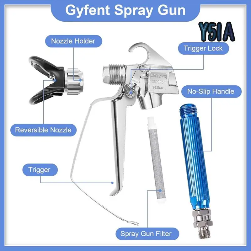 

Y51A-Airless Paint Sprayergun,Airless Spraygun Kit Paint Sprayergun For Airless Spraying Machine (211 313 415 515 517 623)