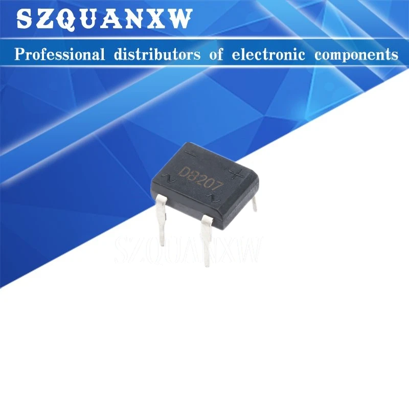 10pcs/lot diode bridge retifica DB207 DIP-4 DB207S DIP4 2A 1000V power diode rectifier 1000v electronic components