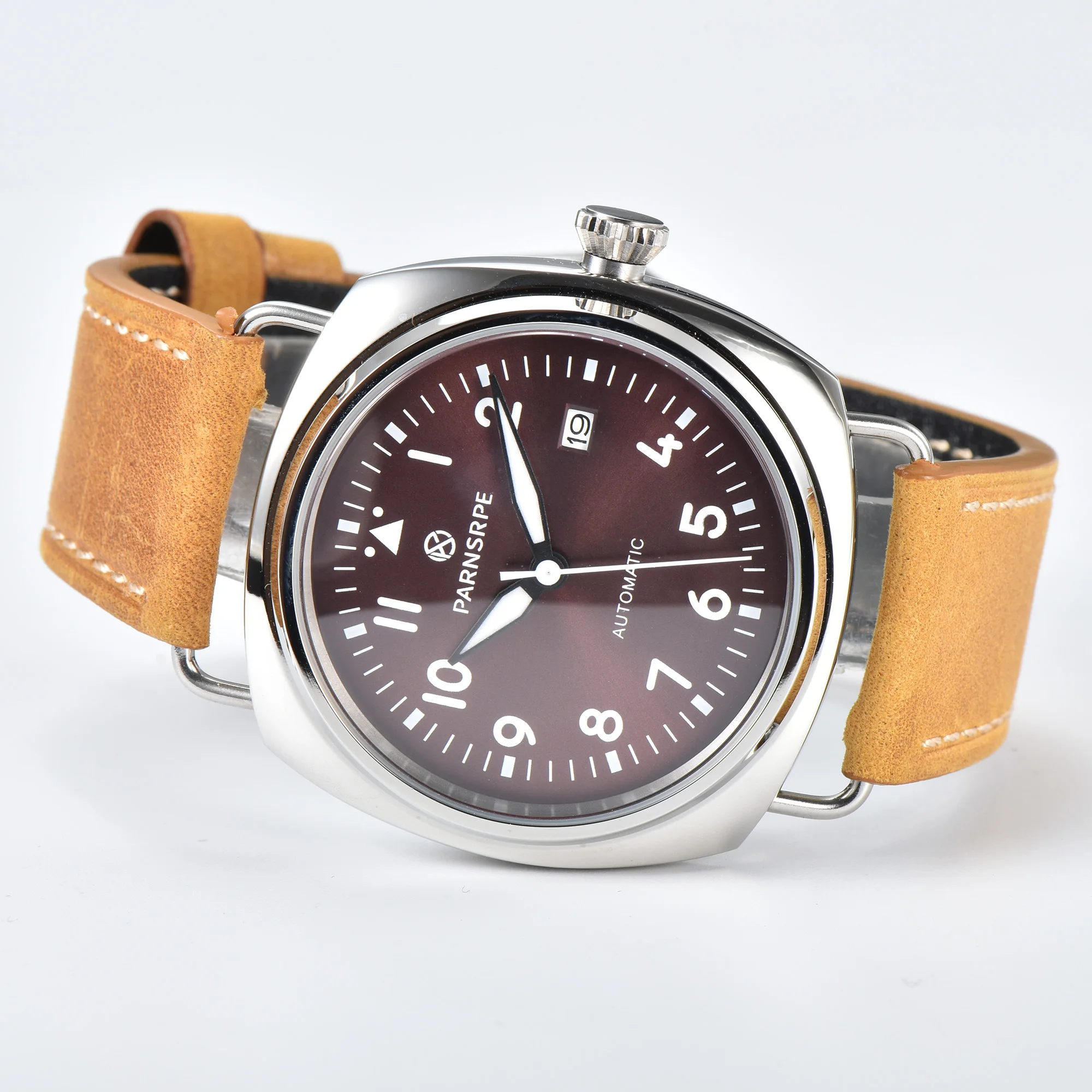 PARNSPPE 44 мм винтажные авиаторы сапфировое стекло NH35 механизм светящийся циферблат полностью автоматические механические часы 100 м водонепроницаемые